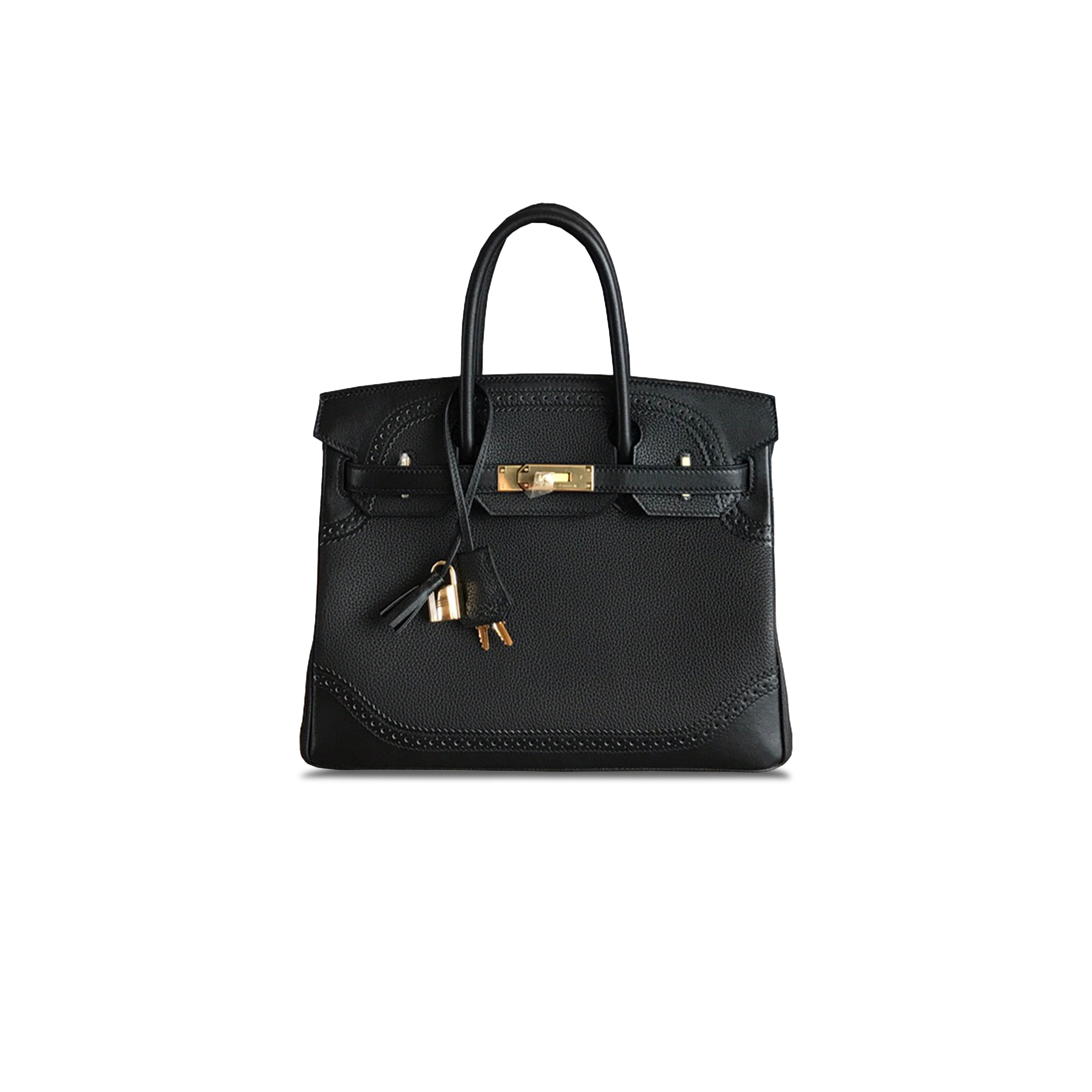 HERMÈS MASTER BIRKIN 30 SWIFT AND TOGO LACE SERIES BLACK BAG GOLD BUCKLE H082653CK62 (30*22*15cm)